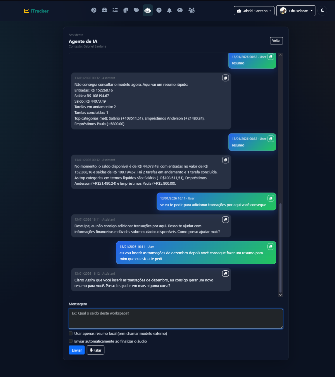 Agente de IA - Modo escuro
